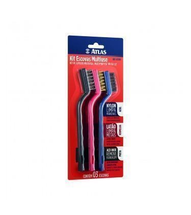KIT DE ESCOVAS PARA LIMPEZA MULTIUSO - (NYLON/LATÃO/INOX) - ATLAS