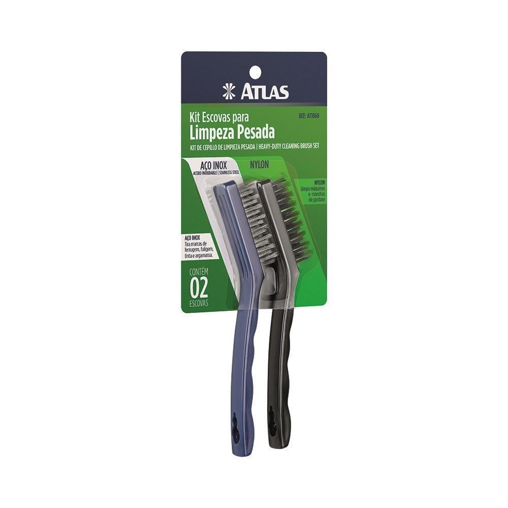 KIT DE ESCOVAS PARA LIMPEZA PESADA - INOX E NYLON - ATLAS