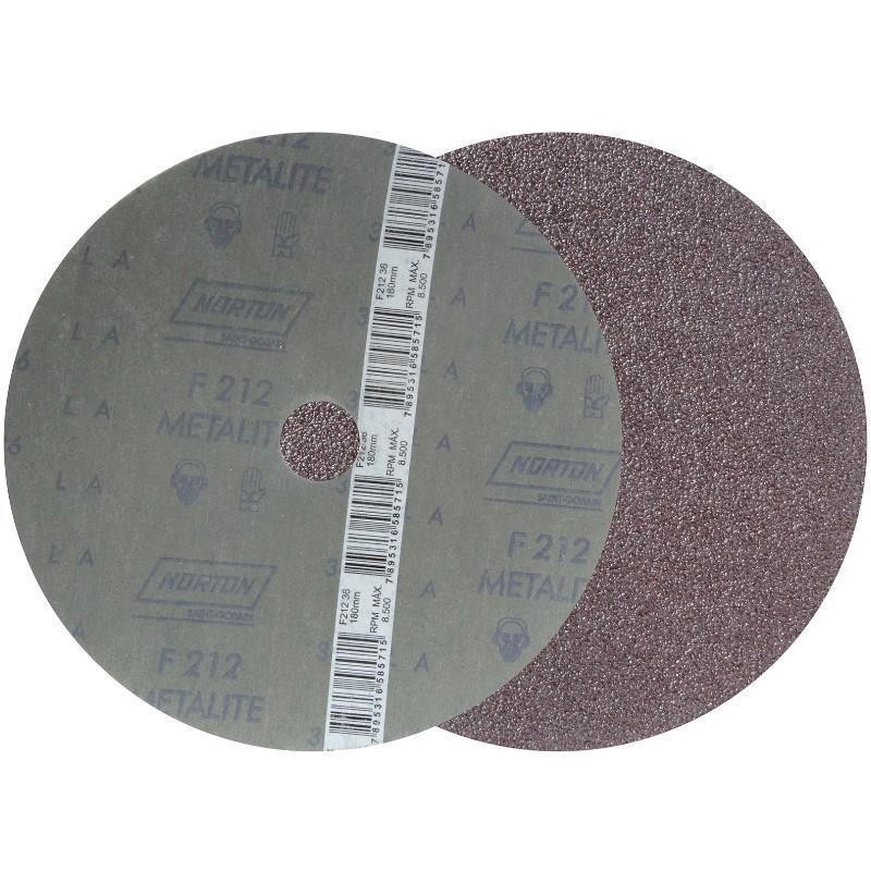 DISCO DE LIXA COSTADO EM FIBRA 180 MM GRÃO 36 F-247 METALITE - NORTON
