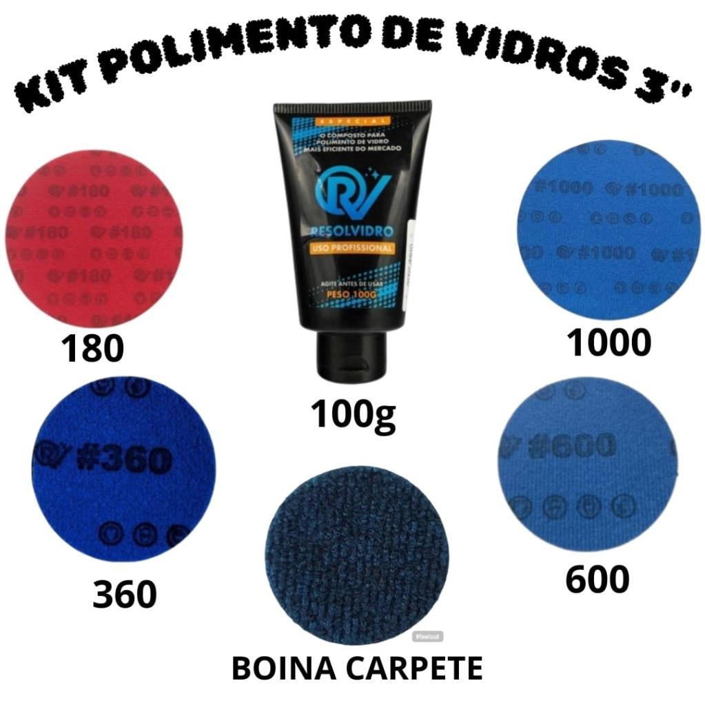 KIT DE POLIMENTO DE VIDROS 3" (6 ÍTENS) - KIT - RESOLVIDRO