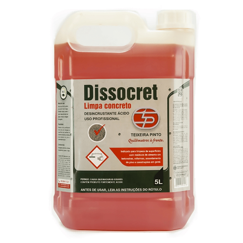 DISSOCRET DESINCRUSTANTE ÁCIDO PARA CONCRETO E FERRUGEM 1:20 - 5L - TEIXEIRA PINTO
