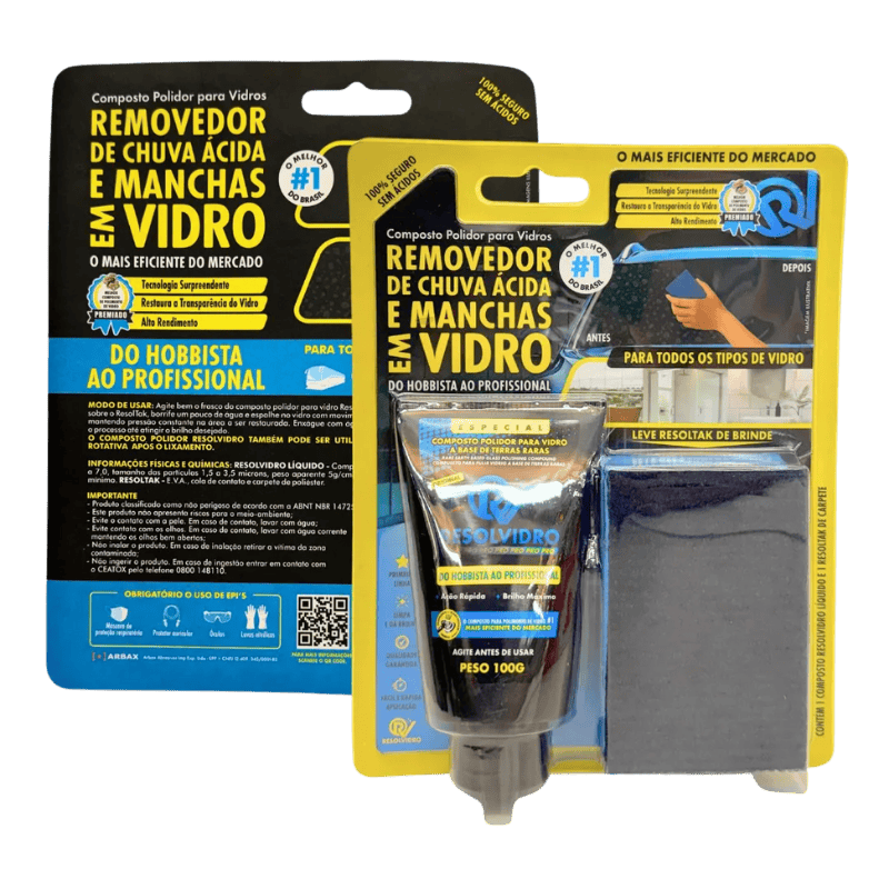 KIT DESCONTAMINAÇÃO CHUVA ÁCIDA E MANCHAS DE VIDROS RESOLVIDRO - KIT - ARBAX