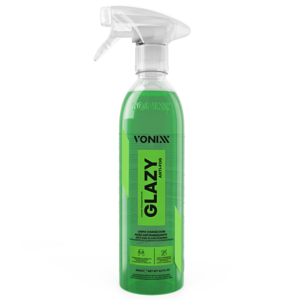 GLAZY ANTI-FOG LIMPA VIDROS COM AÇÃO ANTIEMBAÇANTE - 500ML - VONIXX