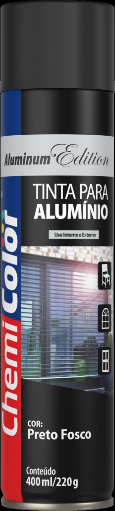 SPRAY PRETO FOSCO PARA ALUMÍNIO CHEMICOR - 400ML - BASTON