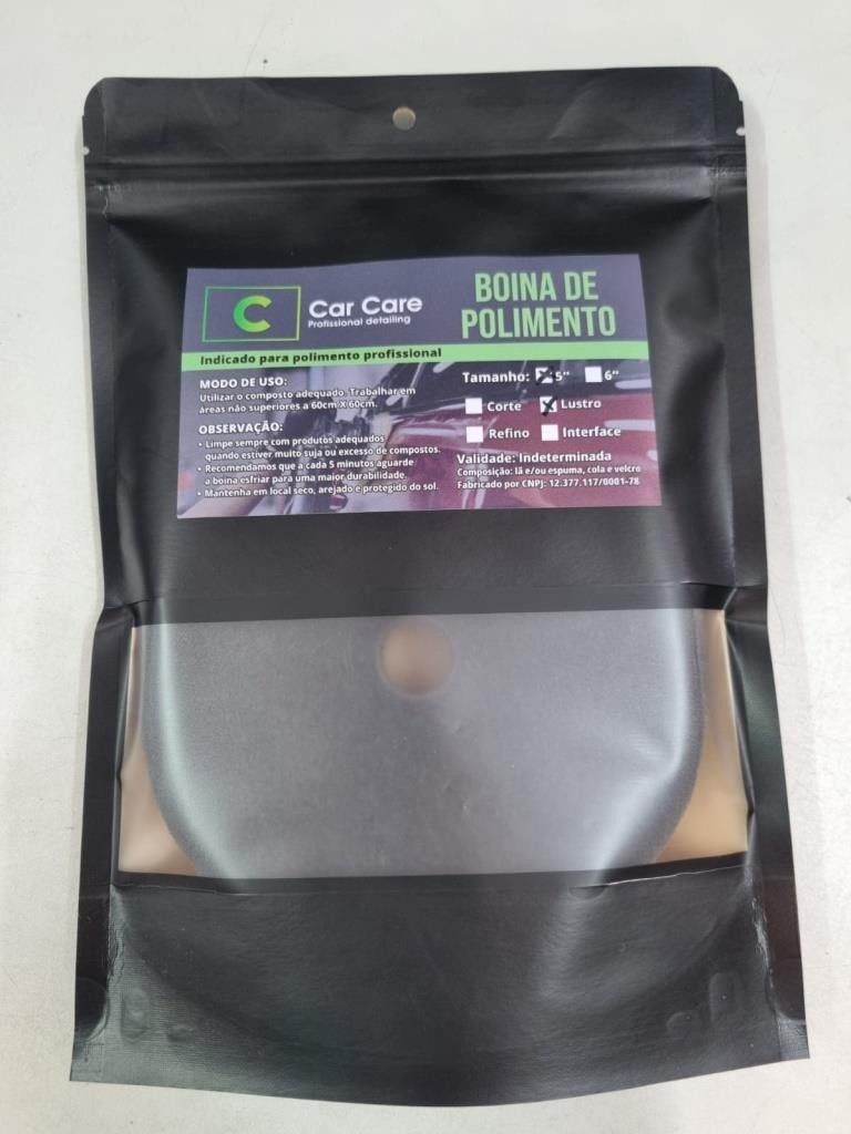 BOINA DE ESPUMA PRETA LUSTRO - 5" - CAR CARE PROFISSIONAL DETAILING