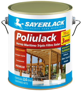 VERNIZ MARÍTIMO TRIPLO FILTRO SOLAR BRILHANTE POLIULACK - 3.6 L - SAYERLACK