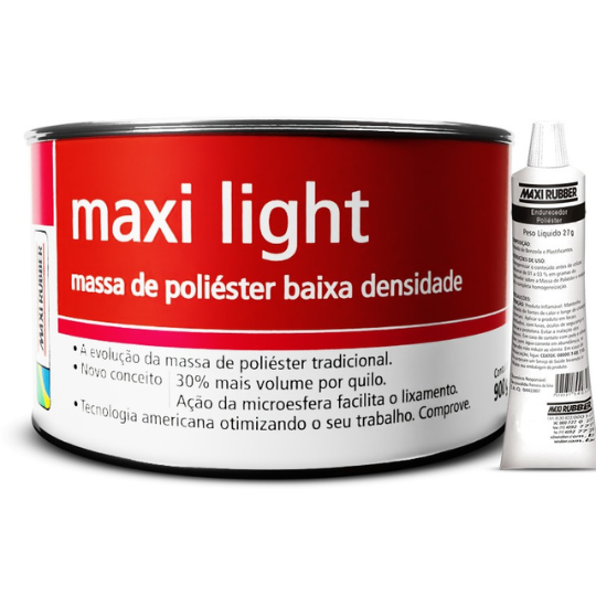MASSA POLIÉSTER MAXI LIGHT - 900G - MAXI RUBBER