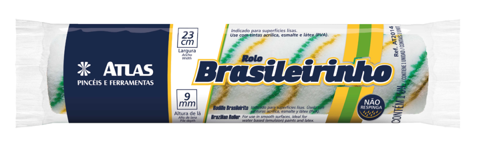 ROLO DE LÃ DE BRASILEIRINHO 23 CM 9 MM NÃO RESPINGA - AT2014 - ATLAS