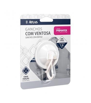 GANCHO PLÁSTICO BRANCO COM VENTOSA 1KG REDONDO PR2584 - PRIMAFER - ATLAS