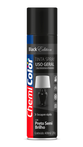 SPRAY PRETO SEMI BRILHO CHEMICOLOR - 400ML BASTON
