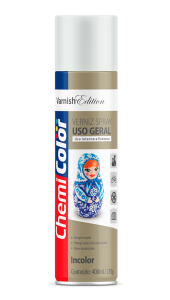 SPRAY VERNIZ INCOLOR BRILHANTE USO GERAL CHEMICOLOR - 400ML - BASTON