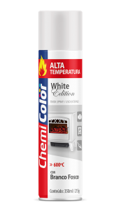 SPRAY BRANCO FOSCO ALTA TEMPERATURA 600 ºC CHEMICOLOR - 400ML - BASTON