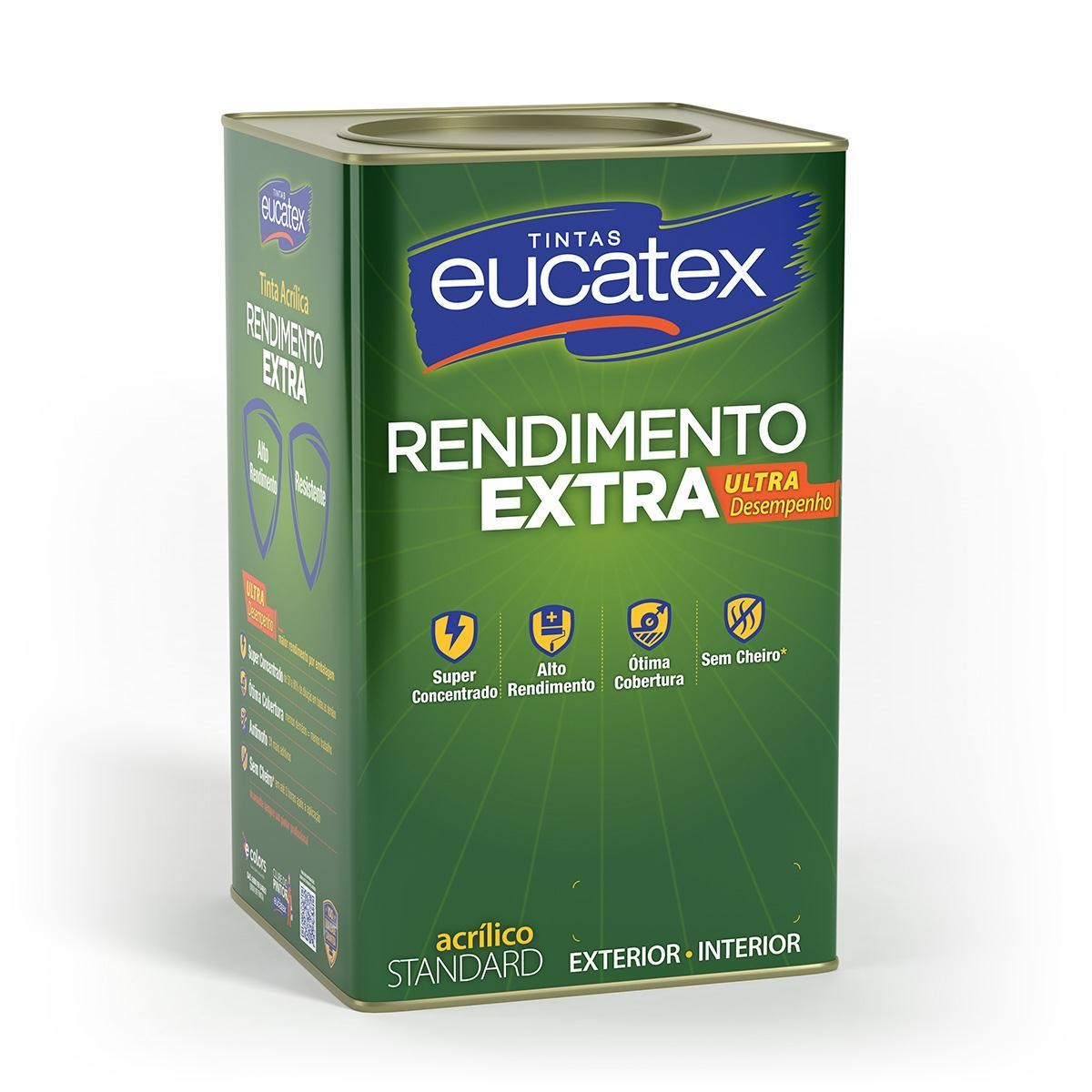 TINTA ACRÍLICA CENOURA FOSCO RENDIMENTO EXTRA STANDAR - 18L - EUCATEX