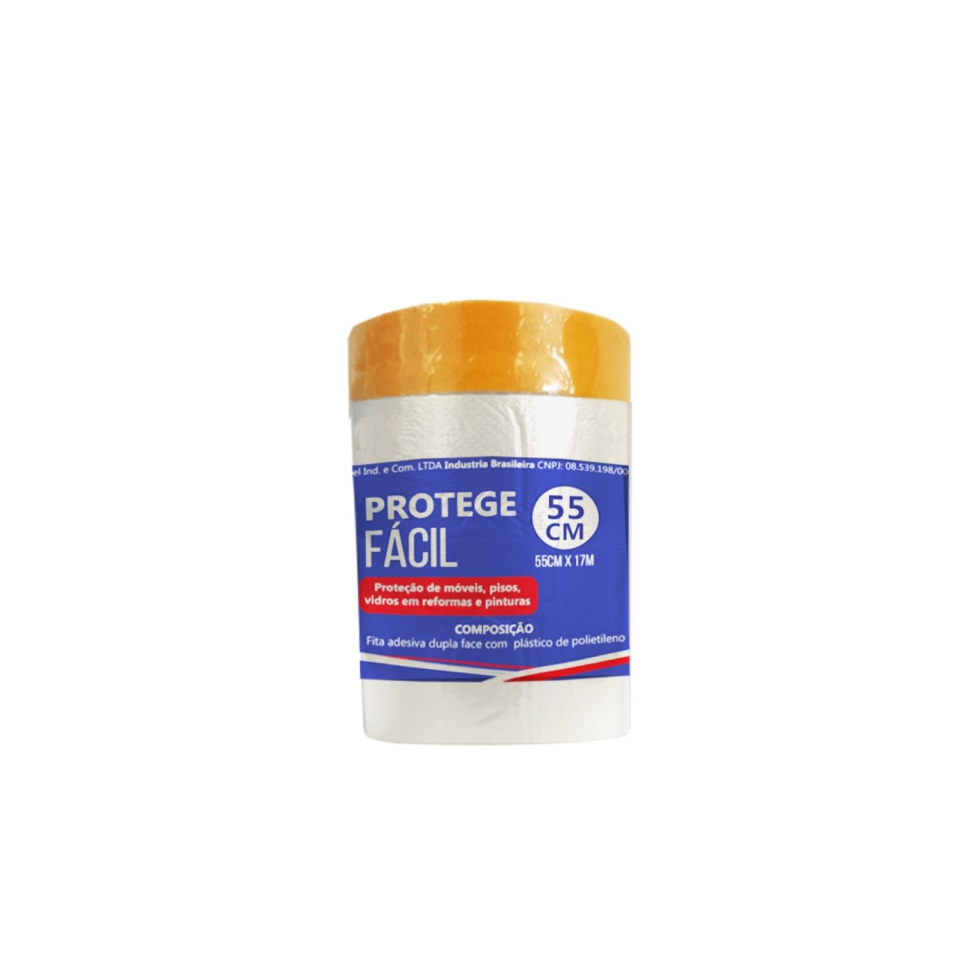 FILME PLÁSTICO DE MASCARAMENTO COM FITA CREPE PROTEGE FÁCIL 55CM X 17M - COMPEL
