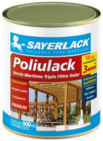 VERNIZ MARÍTIMO TRIPLO FILTRO SOLAR ACETINADO POLIULACK - 900 ML - SAYERLACK