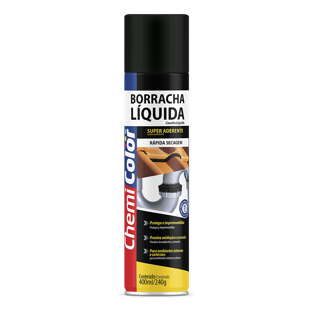 SPRAY BORRACHA LÍQUIDA PRETA CHEMICOLOR - 400ML - BASTON