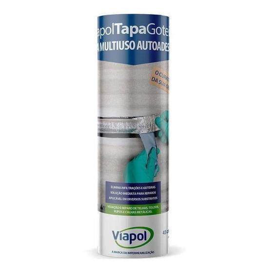 ROLO FITA MULTIUSO MANTA ASFÁLTICA AUTOADESIVA IMPERMEABILIZANTE SLEEVE ALUMÍNIO - 45CM X 10M - VIAPOL