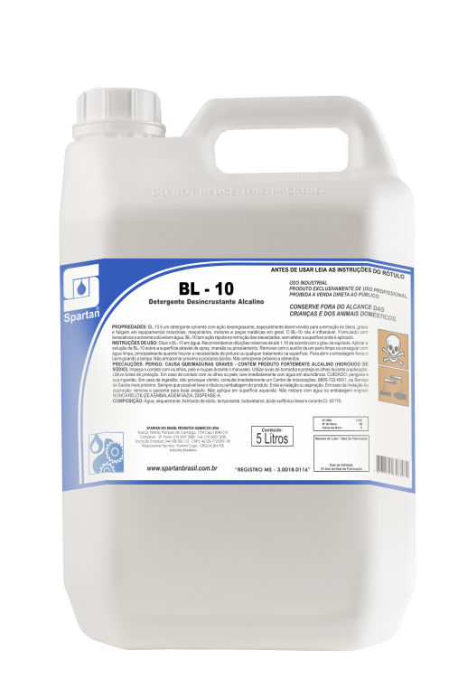 BL-10 DETERGENTE DESINCRUSTANTE ALCALINO (DESENGRAXANTE) - 5L - SPARTAN
