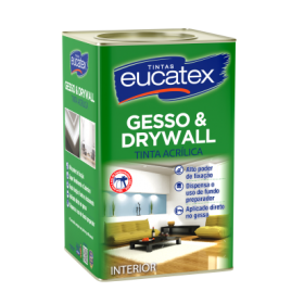 TINTA ACRÍLICA BRANCO FOSCO GESSO & DRYWALL - 18L - EUCATEX