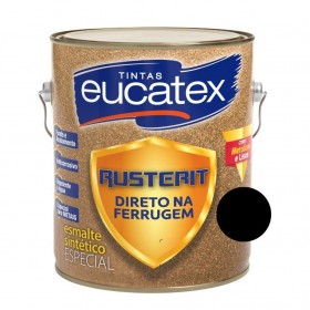 ESMALTE SINTÉTICO PRETO BRILHANTE DIRETO NO FERUGEM RUSTERIT - 900ML - EUCATEX