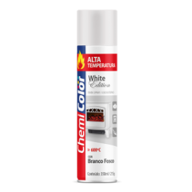 SPRAY BRANCO FOSCO ALTA TEMPERATURA 600 ºC CHEMICOLOR - 400ML - BASTON