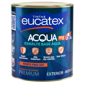 ESMALTE SINTÉTICO BRANCO FOSCO BASE DE ÁGUA ACQUA - 900ML - EUCATEX